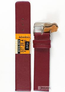 Skórzany pasek do zegarka Diloy 327.20.4, 20 mm, Bordowy