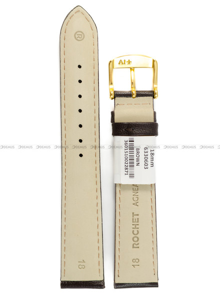 Pasek skórzany do zegarka - Rochet Screen 6330603 - 18 mm - Brązowy