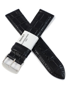 Pasek skórzany do zegarka - Rochet Charleston 5492201ST - 22 mm - Czarny
