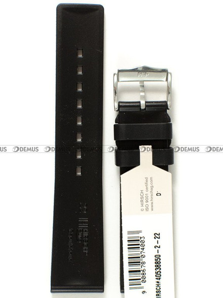 Kauczukowy pasek do zegarka Hirsch 40538850-2-22, 22 mm, Czarny
