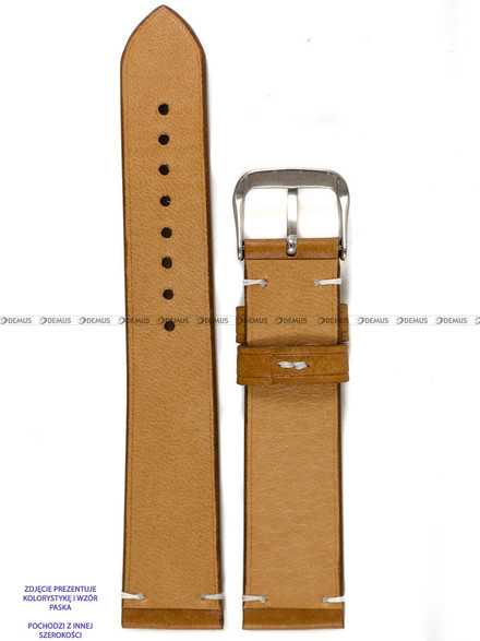 Pasek skórzany ręcznie robiony A. Kucharski Leather - Conceria Il Ponte Maya Simple - cognac/white - 18 mm