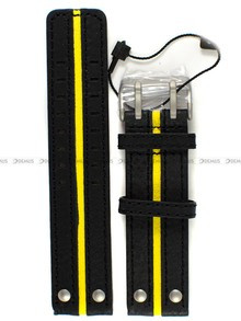 Skórzany pasek do zegarka Vostok VE-Expedition-24-Leather-Black-Yellow-S, 24 mm, Czarny, Żółty
