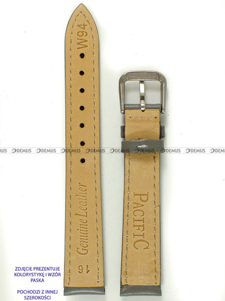 Skórzany pasek do zegarka Pacific W94.14.61.61, 14 mm, Szary