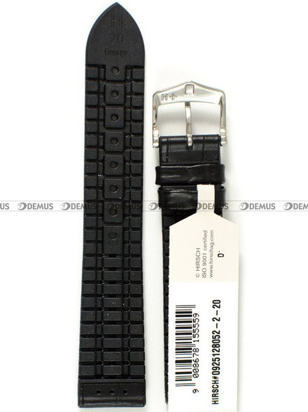 Skórzano-kauczukowy pasek do zegarka Hirsch 00925128052-2-20, 20 mm, Czarny