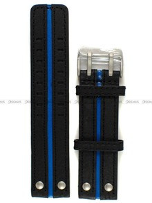 Skórzany pasek do zegarka Vostok VE-Expedition-24-Leather-Black-Blue-S, 24 mm, Czarny, Niebieski