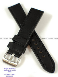 Skórzany pasek do zegarka Pacific W48.24.1.1, 24 mm, Czarny