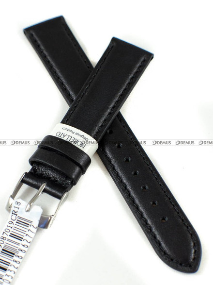 Skórzany pasek do zegarka Morellato A01X0969087019CR18, 18 mm, Czarny