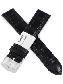 Pasek skórzany do zegarka - Rochet Yaounde 5190701 - 20 mm - Czarny