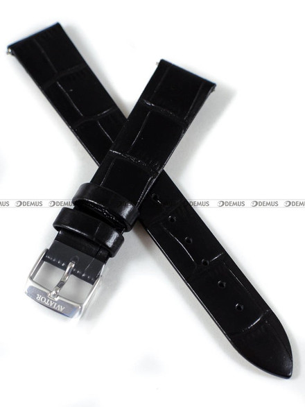 Skórzany pasek do zegarka Aviator Aviator V.1.33.0, 16 mm, Czarny