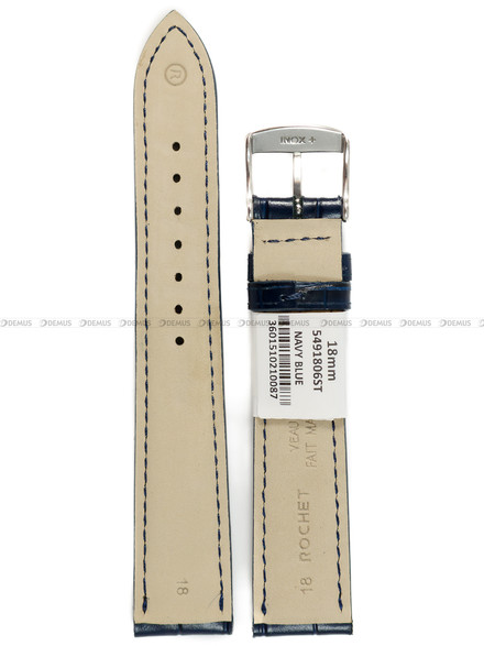 Pasek skórzany do zegarka - Rochet Charleston 5491806ST - 18 mm - Niebieski