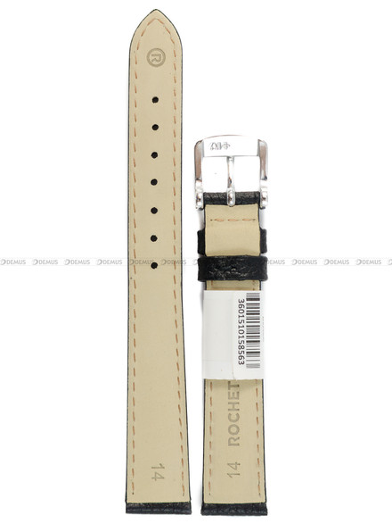 Pasek skórzany do zegarka - Rochet Boston 6020401 - 14 mm - Czarny