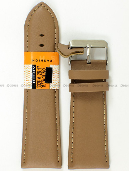Skórzany pasek do zegarka Diloy 302EA.28.17, 28 mm, Beżowy, Brązowy