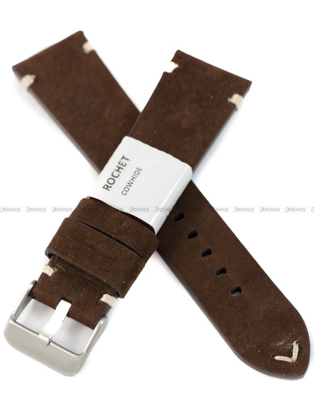 Pasek skórzany do zegarka - Rochet Minnesota 7482203 - 22 mm - Brązowy