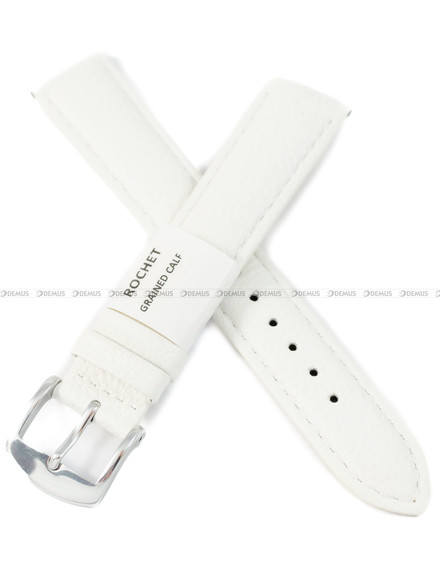 Pasek skórzany do zegarka - Rochet Boston 6020602 - 18 mm - Biały