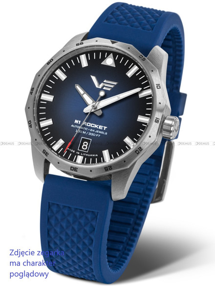 Pasek silikonowy niebieski do zegarka Vostok Europe N-1 Rocket NH35A-125A748 - 20 mm