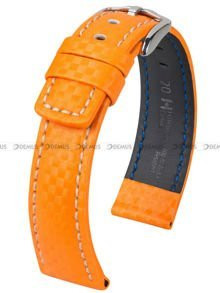 Skórzany pasek do zegarka Hirsch 02592076-2-24, 24 mm, Pomarańczowy