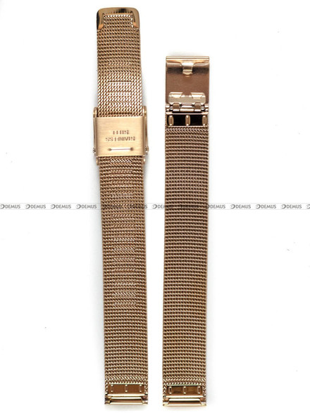 Pozłacana, siateczkowa (mesh) bransoleta do zegarka Obaku V209LXVIMV, 12 mm, różowe złoto