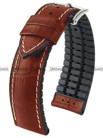 Skórzano-kauczukowy pasek do zegarka Hirsch 0925128070-2-22, 22 mm, Brązowy
