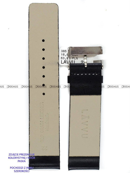 Skórzany pasek do zegarka LAVVU LSCUB26, 26 mm, Czarny