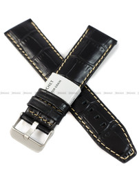 Pasek skórzany do zegarka - Rochet Indiana 5590801 - 22 mm - Czarny beżowe przyszycie