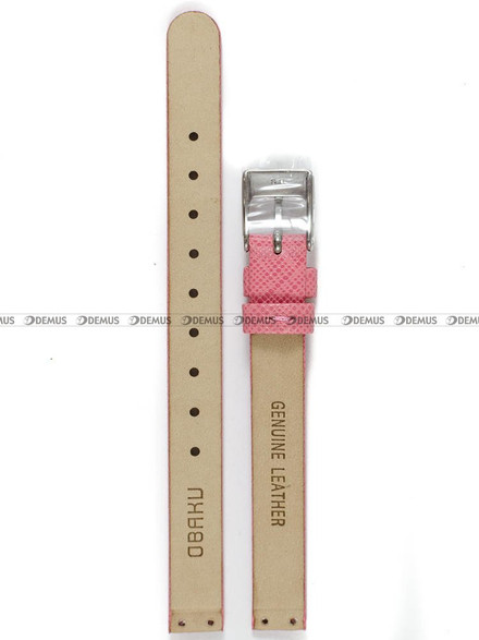 Skórzany pasek do zegarka Obaku V149LCIRP, 10 mm, Różowy