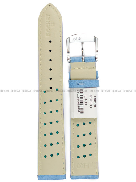 Pasek skórzany do zegarka - Rochet Buffalo 5020611 - 18 mm - Niebieski
