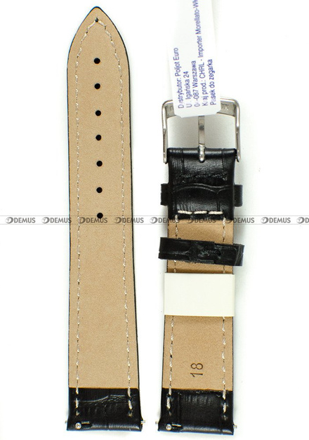 Skórzany pasek do zegarka Morellato A01D5192480019CR18, 18 mm, Czarny
