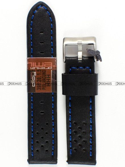 Skórzany pasek do zegarka Diloy 398.20.1.5, 20 mm, Czarny