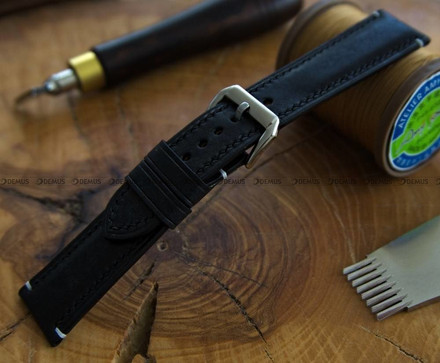Pasek skórzany ręcznie robiony A. Kucharski Leather - Conceria Il Ponte Maya - black/black 18 mm