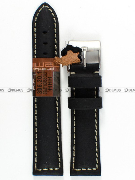 Skórzany pasek do zegarka Diloy 396.20.1, 20 mm, Czarny