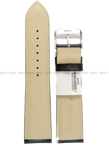 Pasek skórzany do zegarka - Rochet Neptune 7230801 - 22 mm - Czarny