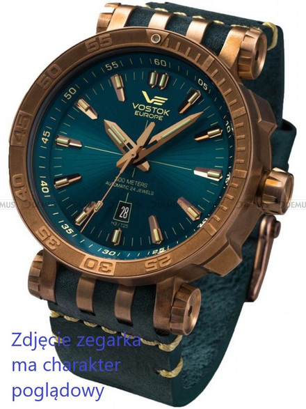 Skórzany pasek do zegarka Vostok Energia O286, 20 mm, Zielony, Niebieski