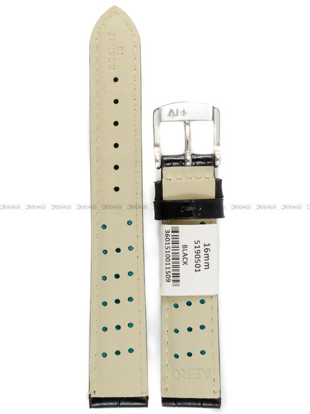 Pasek skórzany do zegarka - Rochet Yaounde 5190501 - 16 mm - Czarny