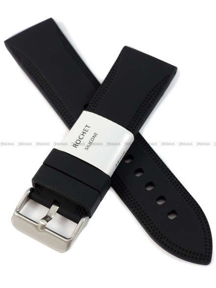 Pasek silikonowy do zegarka - Rochet Birdy 8392401ST - 24 mm - Czarny