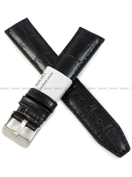 Pasek skórzany do zegarka - Rochet Indiana 5590791 - 20 mm - Czarny
