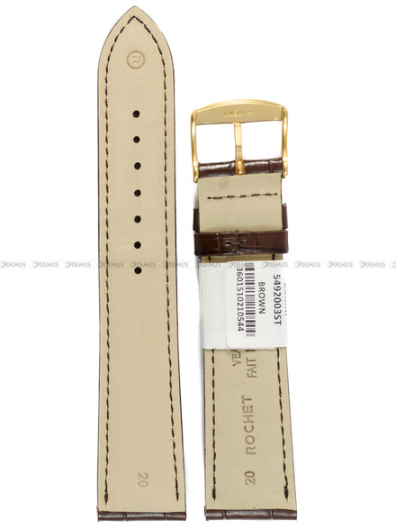 Pasek skórzany do zegarka - Rochet Charleston 5492003ST - 20 mm - Brązowy