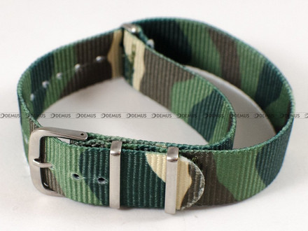 Nylonowy pasek do zegarka z końcówkami zabezpieczonymi silikonem Nato PND1.18.33, 18 mm, Zielony, Moro
