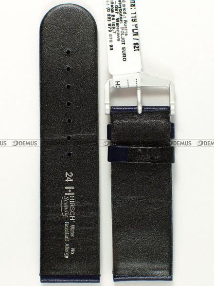 Skórzany pasek do zegarka Hirsch 17852080-2-24, 24 mm, Niebieski