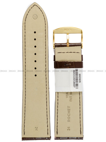 Pasek skórzany do zegarka - Rochet Charleston 5492403ST - 24 mm - Brązowy