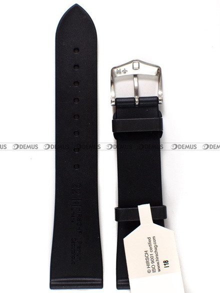 Kauczukowy pasek do zegarka Hirsch 40448850-2-22, 22 mm, Czarny