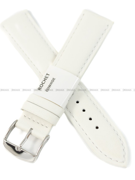 Pasek skórzany do zegarka - Rochet Miami 5412002ST - 20 mm - Biały
