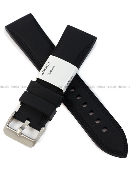 Pasek silikonowy do zegarka - Rochet Birdy 8392201ST - 22 mm - Czarny