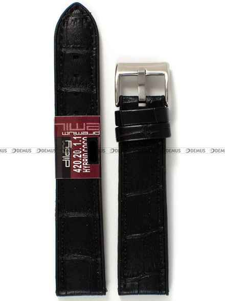 Pasek do zegarka z poliuretanu pokrytego skórą Diloy 420.20.1.1, 20 mm, Czarny