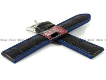 Pasek do zegarka z poliuretanu pokrytego skórą Diloy 420.20.1.5, 20 mm, Czarny, Niebieski