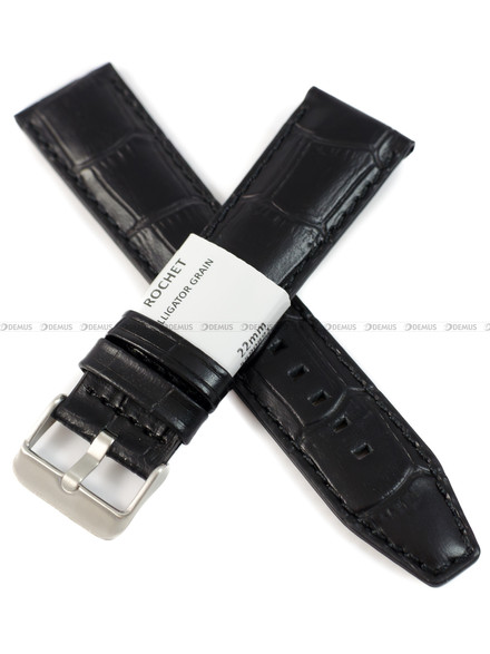 Pasek skórzany do zegarka - Rochet Indiana 5590891 - 22 mm - Czarny