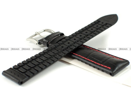 Skórzano-kauczukowy pasek do zegarka Hirsch 00925128052-2-20, 20 mm, Czarny