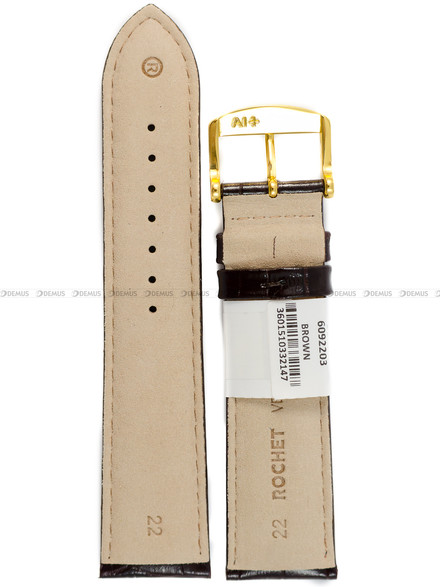 Pasek skórzany do zegarka - Rochet London 6092203 - 22 mm - Brązowy