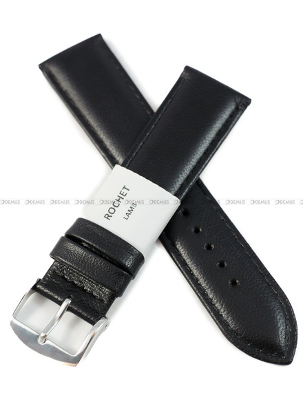 Pasek skórzany do zegarka - Rochet Screen 6330801 - 22 mm - Czarny