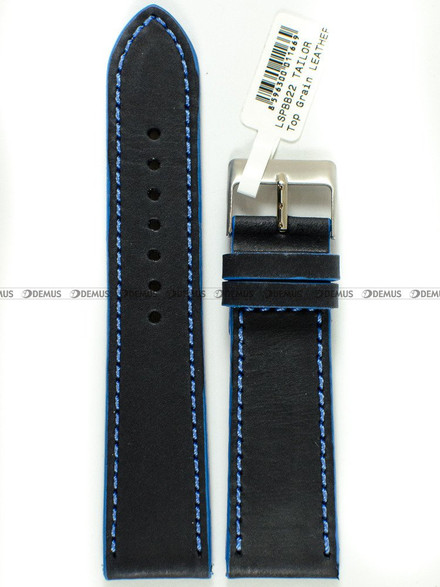 Skórzany pasek do zegarka LAVVU LSPBB22, 22 mm, Czarny