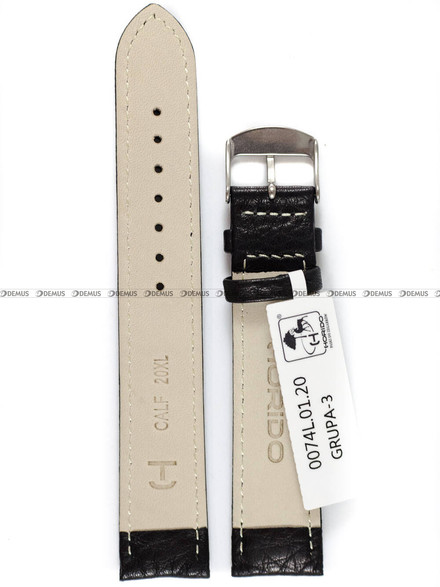 Skórzany pasek do zegarka Horido 0074L.01.20S, 20 mm, Czarny